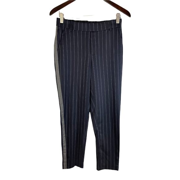 Zara Women's Elastic Waist Pull On Trouser Pant Side Stripe Navy Stripe Size XS - Picture 1 of 8